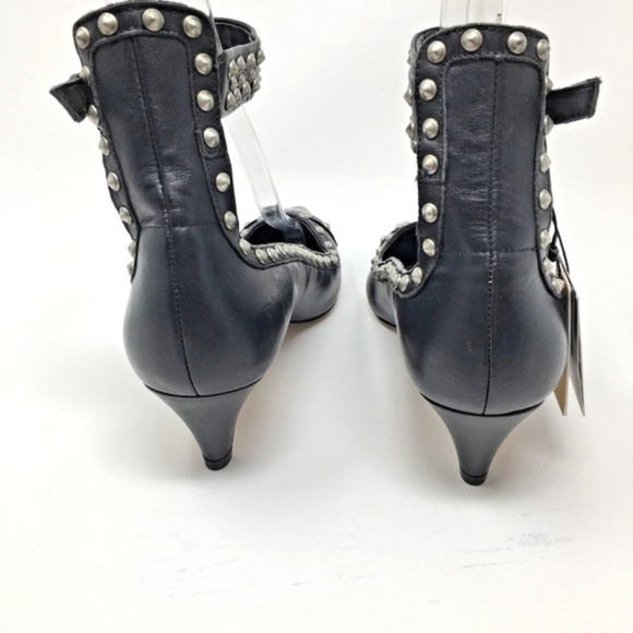 **ONE PAIR LEFT**Zara Leather Silver Studded Shoes - Picture 3 of 6